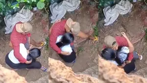 ချောင်ကျတဲ့နေရာမှာ ဘဲကိုပြုစုပေးနေတဲ့ ကောင်မလေး